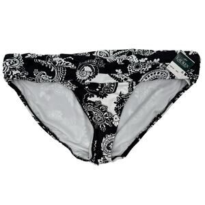 Lauren Ralph Lauren Bikini Bottoms SZ12 Swim NWT Deauville Paisley Hipster B&W